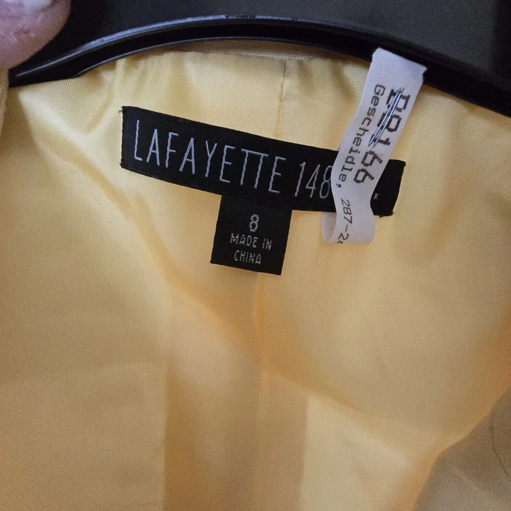 Lafayette 148 Linen Wool Blazer Womens Size 8 Yellow Classic Office Career Girly